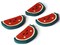 4 40mm Happy Watermelon Beads Sliced Clay Red and Green Fruit Beads